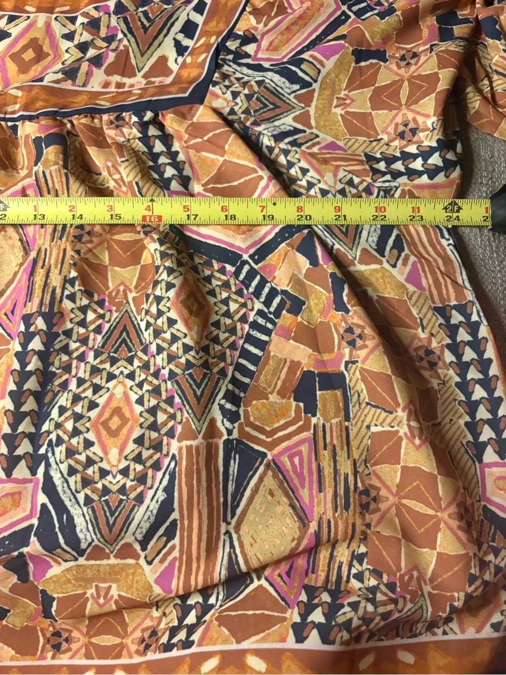 Flying tomato Printed Puff-Sleeve Boho Blouse in Orange & Pink size large - Picture 8 of 14